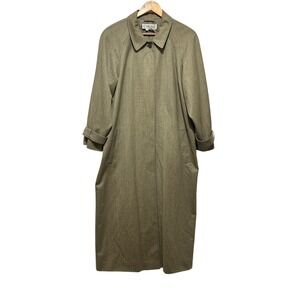 VTG Carlisle Womens Single Breasted Longline‎ Overcoat 12 Taupe Wool Minimalist